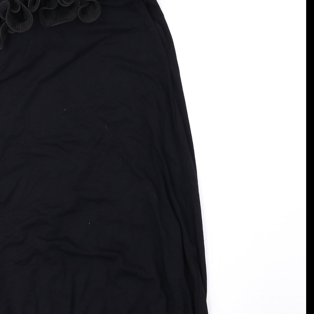Preworn Womens Black Viscose Bodycon Size 10 One Shoulder Pullover - Elastic
