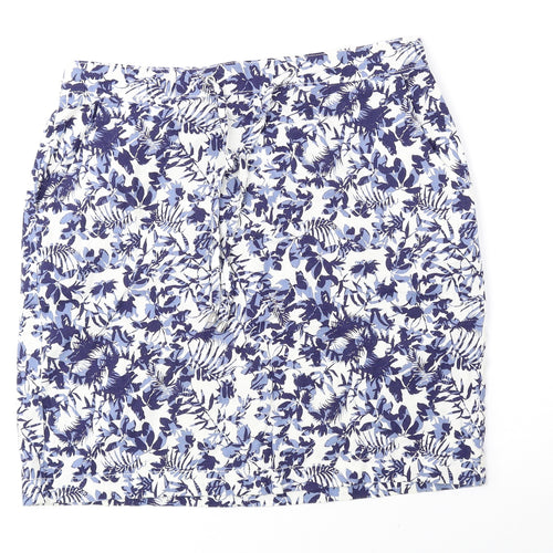 Papaya Womens Blue Floral Polyester Mini Skirt Size 14 Drawstring