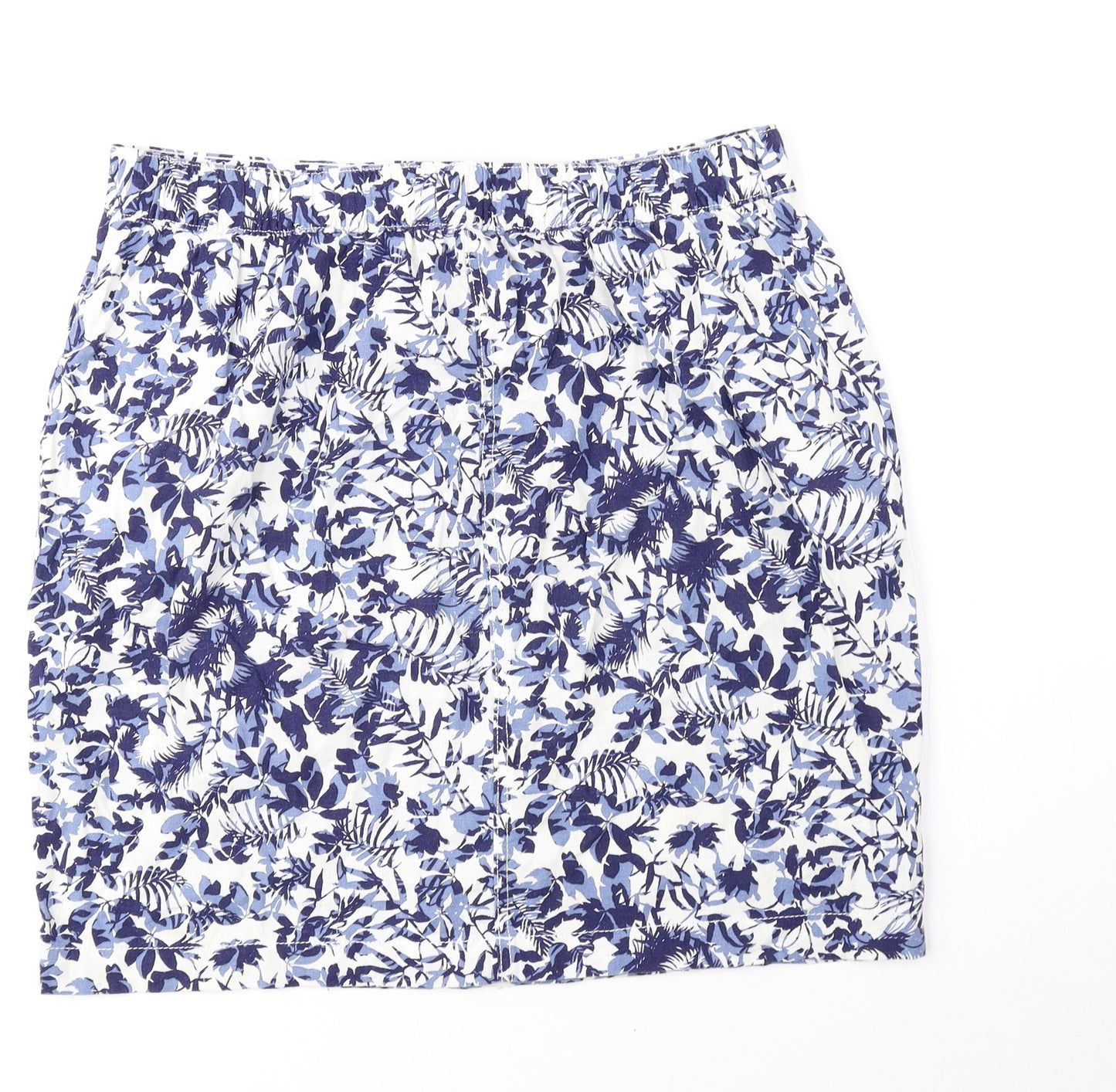 Papaya Womens Blue Floral Polyester Mini Skirt Size 14 Drawstring