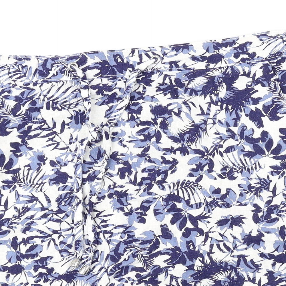 Papaya Womens Blue Floral Polyester Mini Skirt Size 14 Drawstring