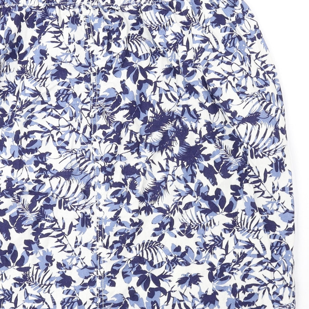 Papaya Womens Blue Floral Polyester Mini Skirt Size 14 Drawstring