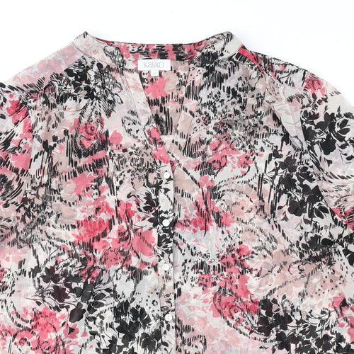 Kaliko Womens Pink Geometric Viscose Basic Button-Up Size 18 Collared