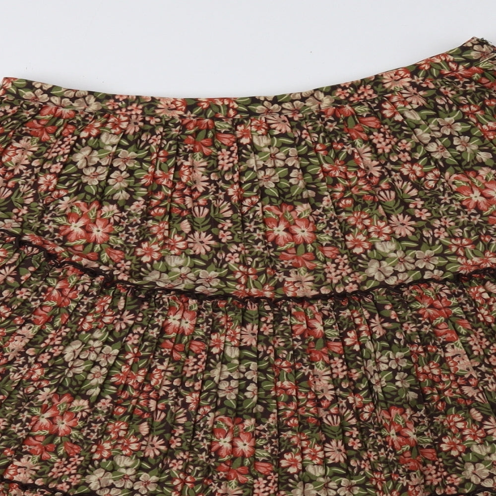 St Michael Womens Multicoloured Floral Polyester Flare Skirt Size 14 Zip