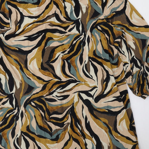 Signature Womens Multicoloured Geometric Viscose Sheath Size M V-Neck Pullover