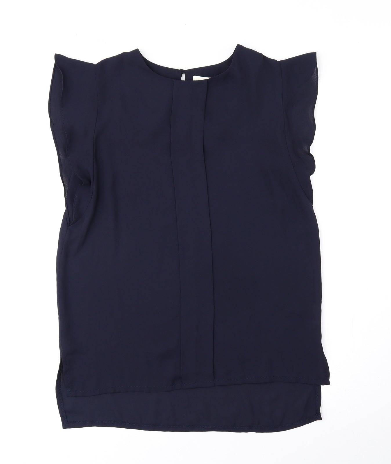 Louche Womens Blue Polyester Basic Blouse Size 8 Crew Neck