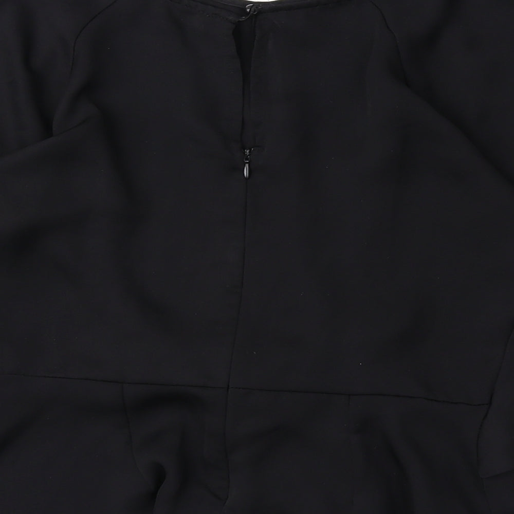 Select Womens Black Polyester Basic Blouse Size 10 Round Neck - Knot Front
