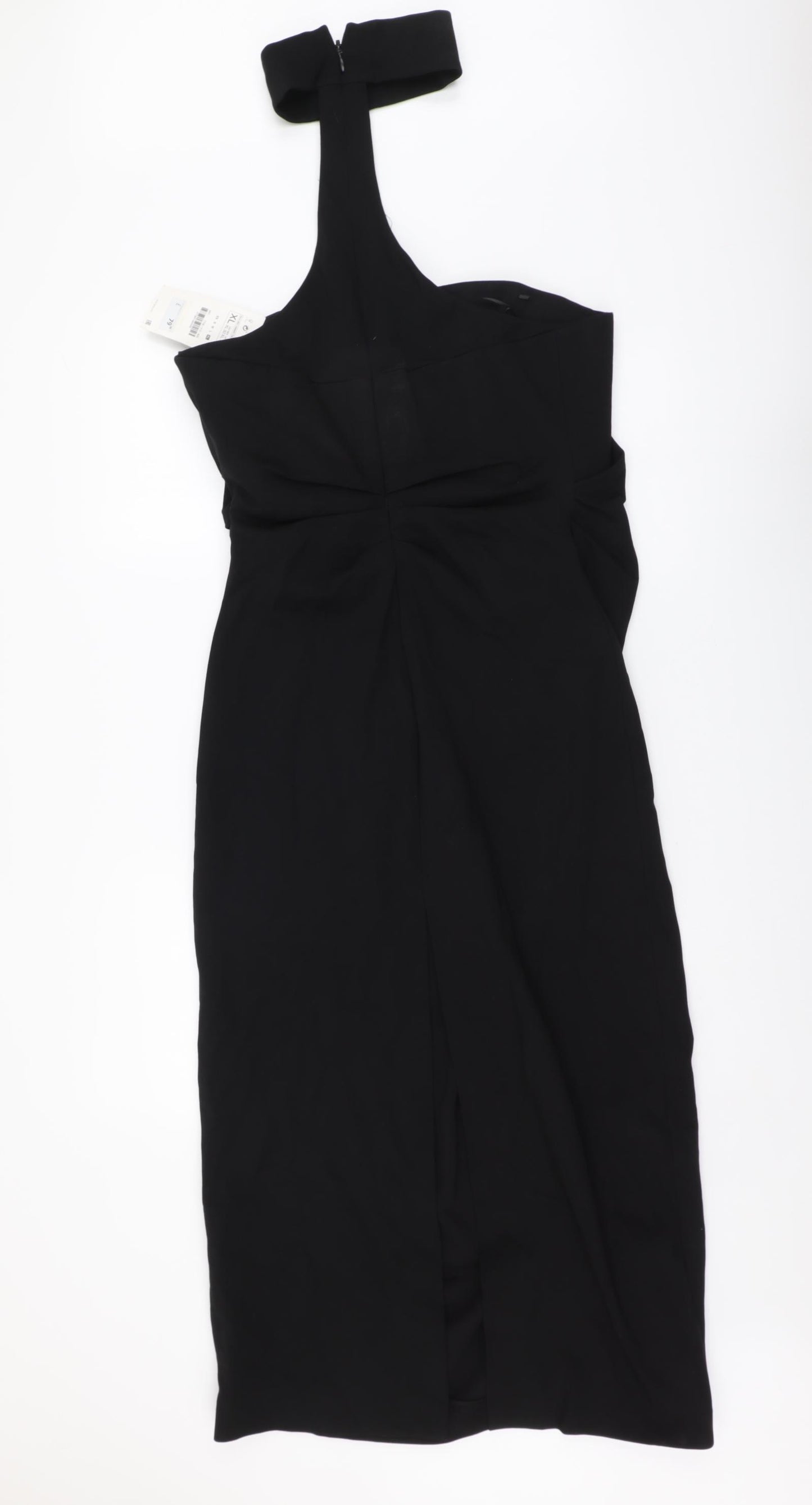 Zara Womens Black Polyester A-Line Size XL Halter Zip