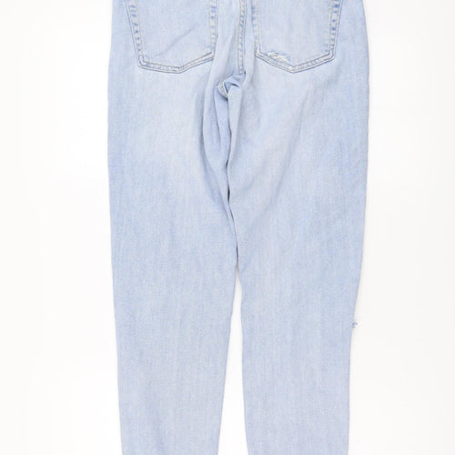 Topshop Womens Blue Cotton Mom Jeans Size 26 in L29 in Regular Button - Distressed Look