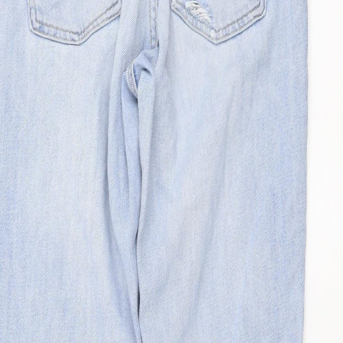 Topshop Womens Blue Cotton Mom Jeans Size 26 in L29 in Regular Button - Distressed Look