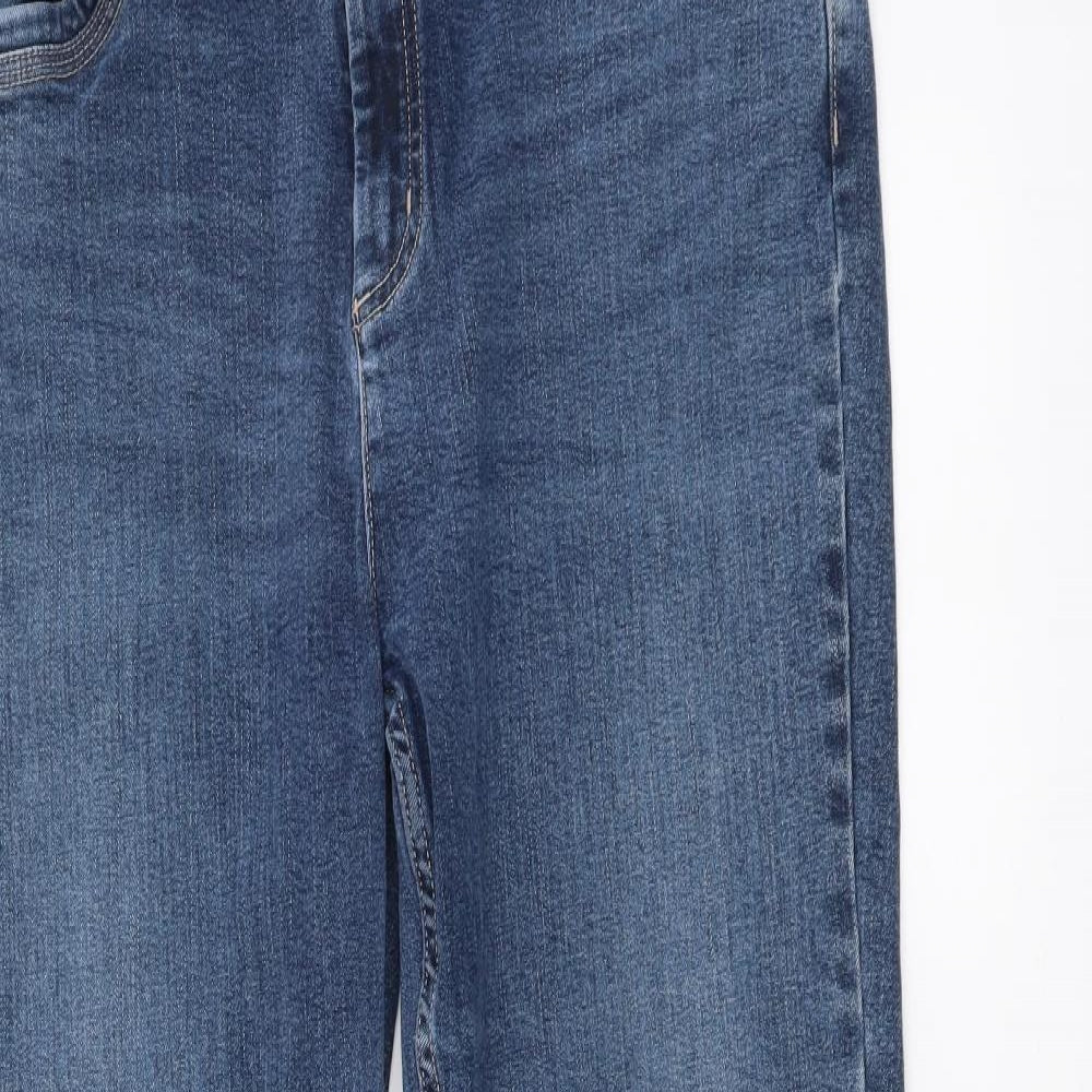 Per Una Womens Blue Cotton Bootcut Jeans Size 16 L30 in Regular Button