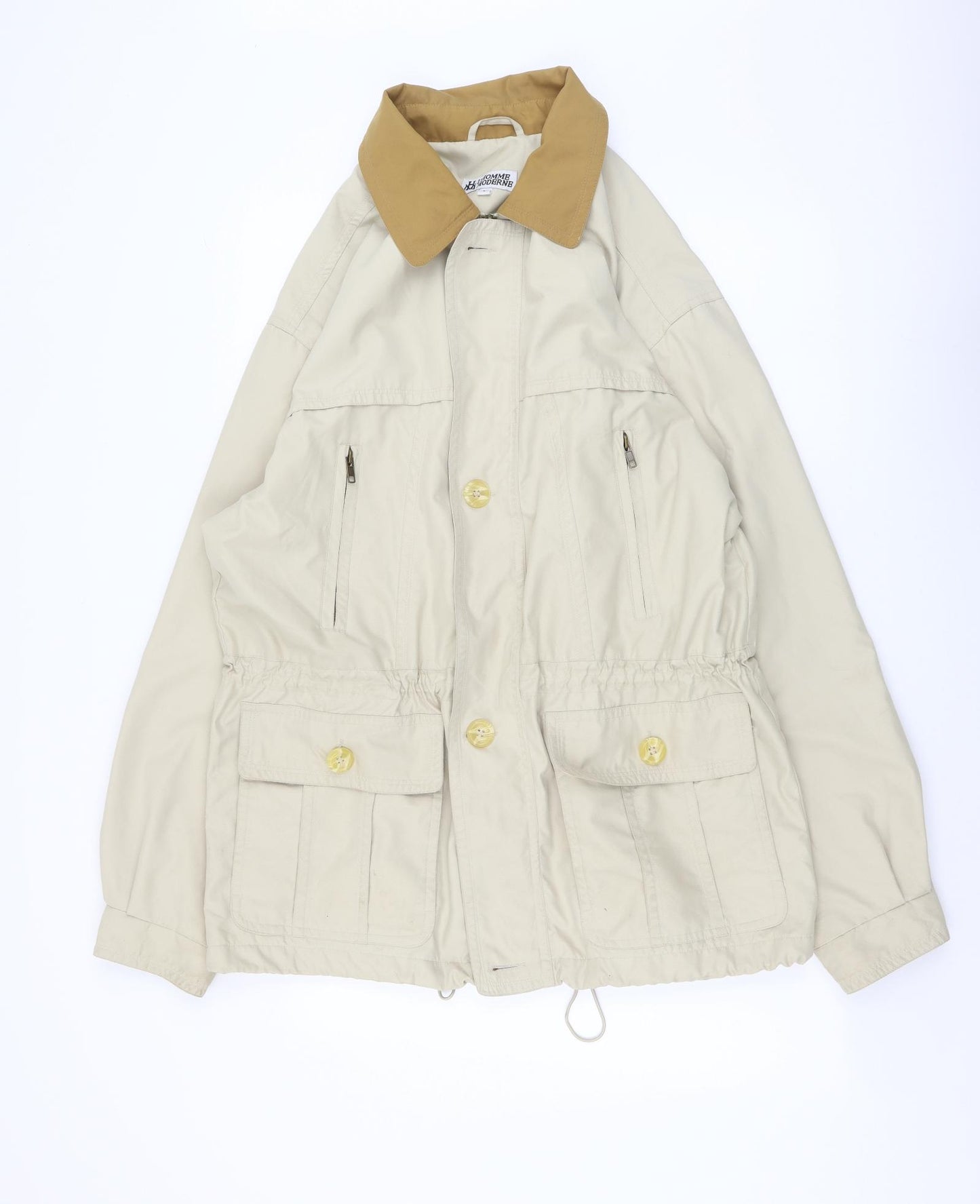 L'Homme Moderne Mens Beige Jacket Coat Size L Zip