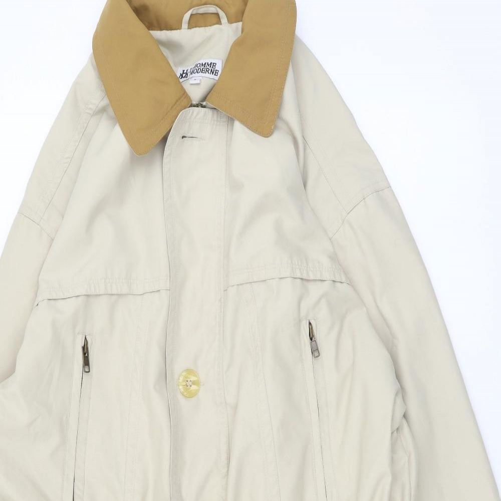 L'Homme Moderne Mens Beige Jacket Coat Size L Zip