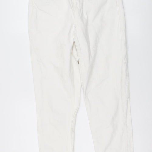 Topshop Womens White Cotton Mom Jeans Size 28 in L30 in Regular Button