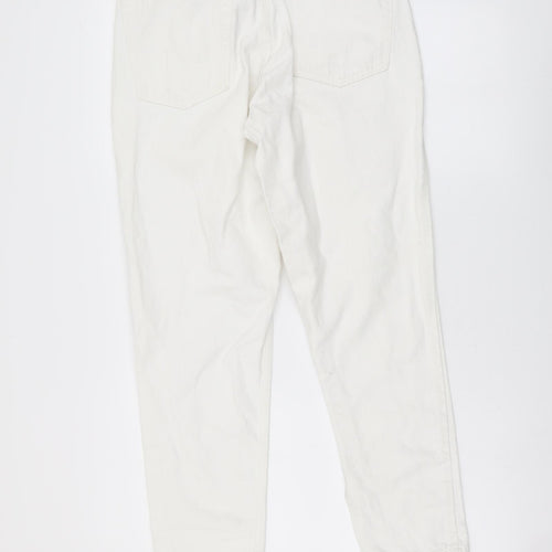 Topshop Womens White Cotton Mom Jeans Size 28 in L30 in Regular Button