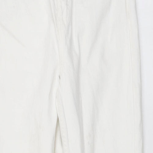 Topshop Womens White Cotton Mom Jeans Size 28 in L30 in Regular Button