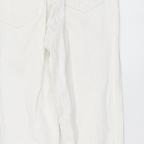 Topshop Womens White Cotton Mom Jeans Size 28 in L30 in Regular Button