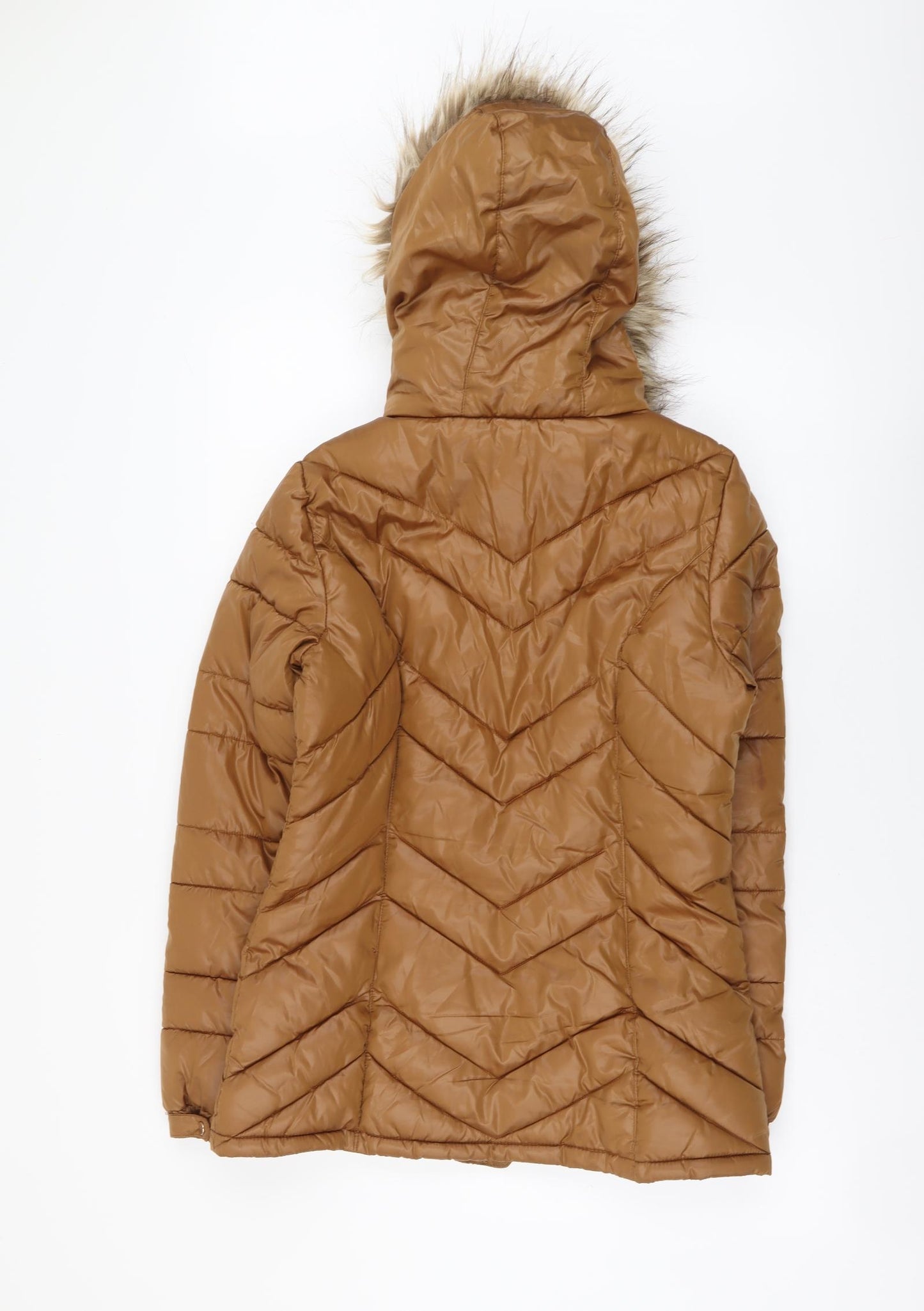 F&F Womens Brown Quilted Jacket Size 8 Zip