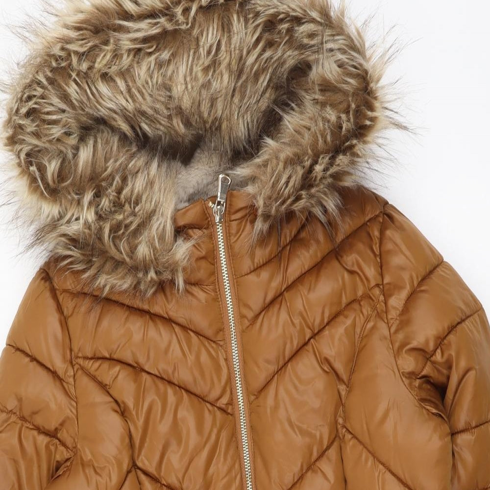 F&F Womens Brown Quilted Jacket Size 8 Zip