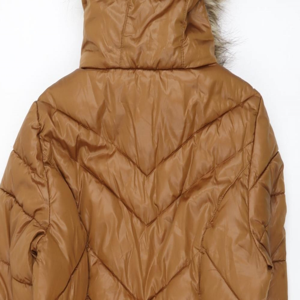 F&F Womens Brown Quilted Jacket Size 8 Zip