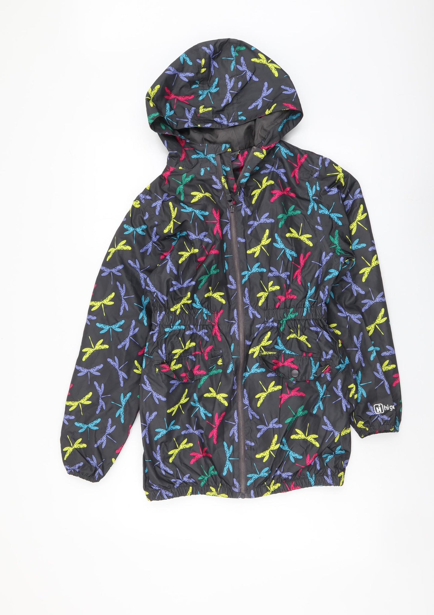 Hi Gear Girls Multicoloured Geometric Rain Coat Coat Size 11-12 Years Zip - Dragonfly pattern
