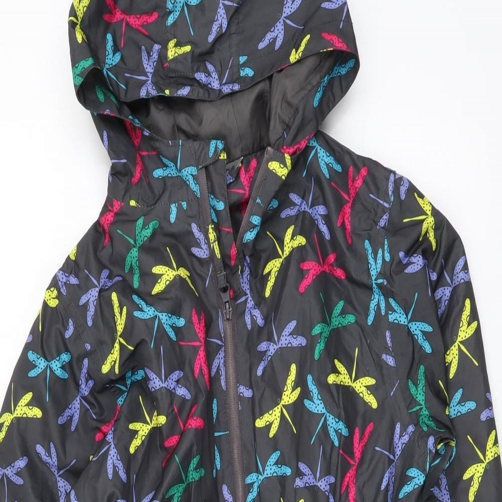 Hi Gear Girls Multicoloured Geometric Rain Coat Coat Size 11-12 Years Zip - Dragonfly pattern