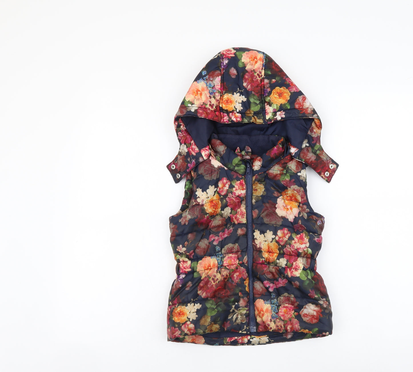 H&M Girls Multicoloured Floral Gilet Jacket Size 4-5 Years Zip