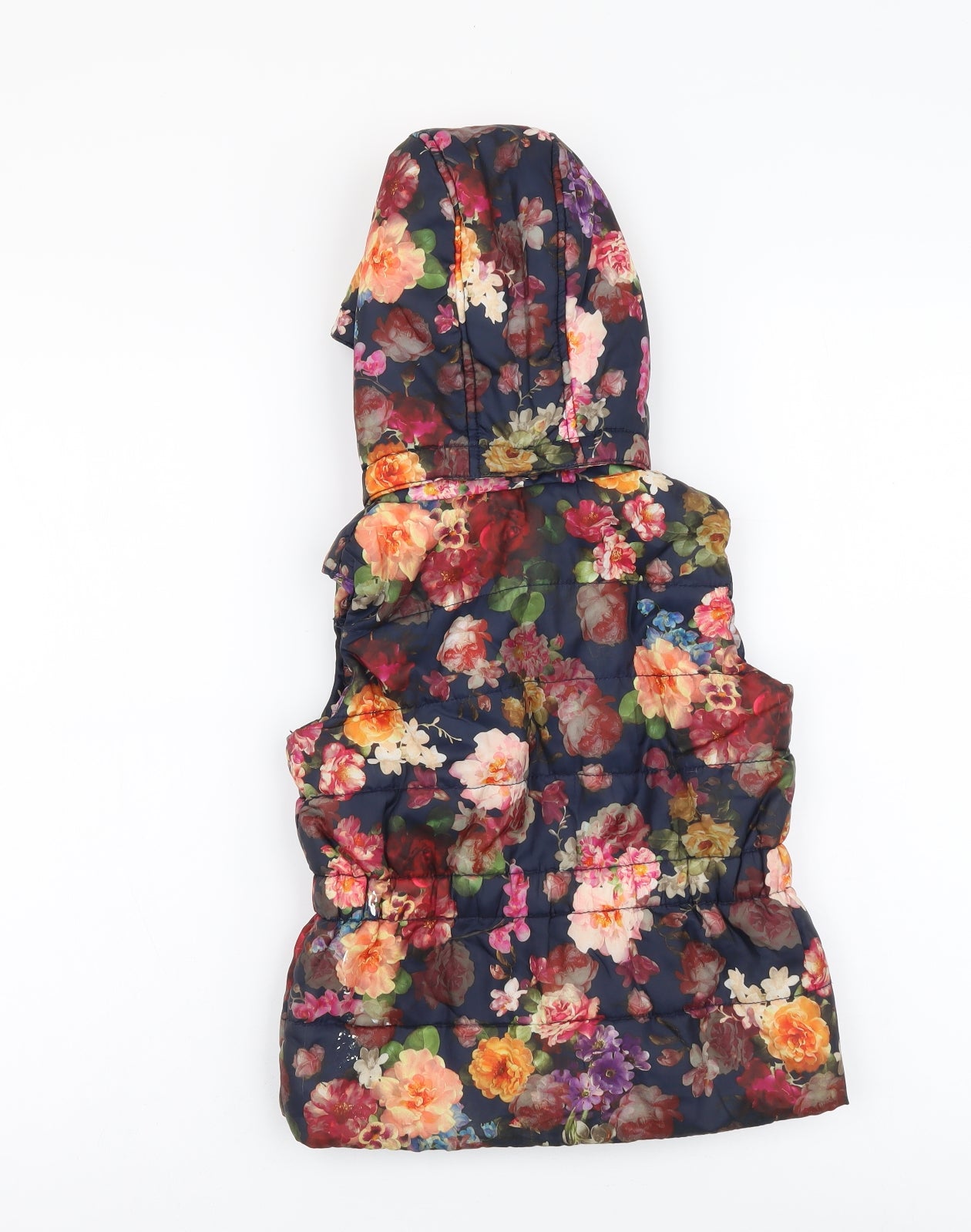 H&M Girls Multicoloured Floral Gilet Jacket Size 4-5 Years Zip