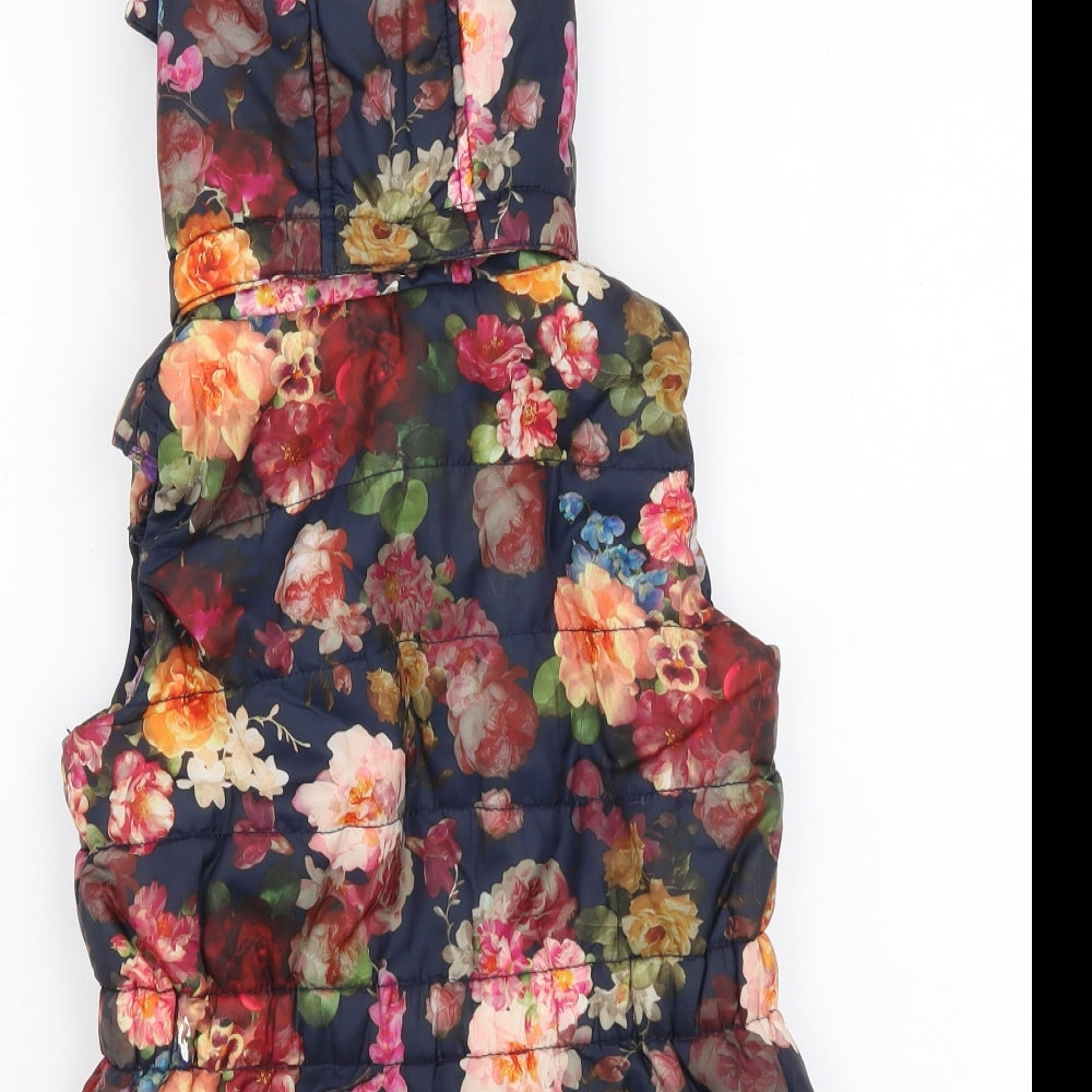 H&M Girls Multicoloured Floral Gilet Jacket Size 4-5 Years Zip