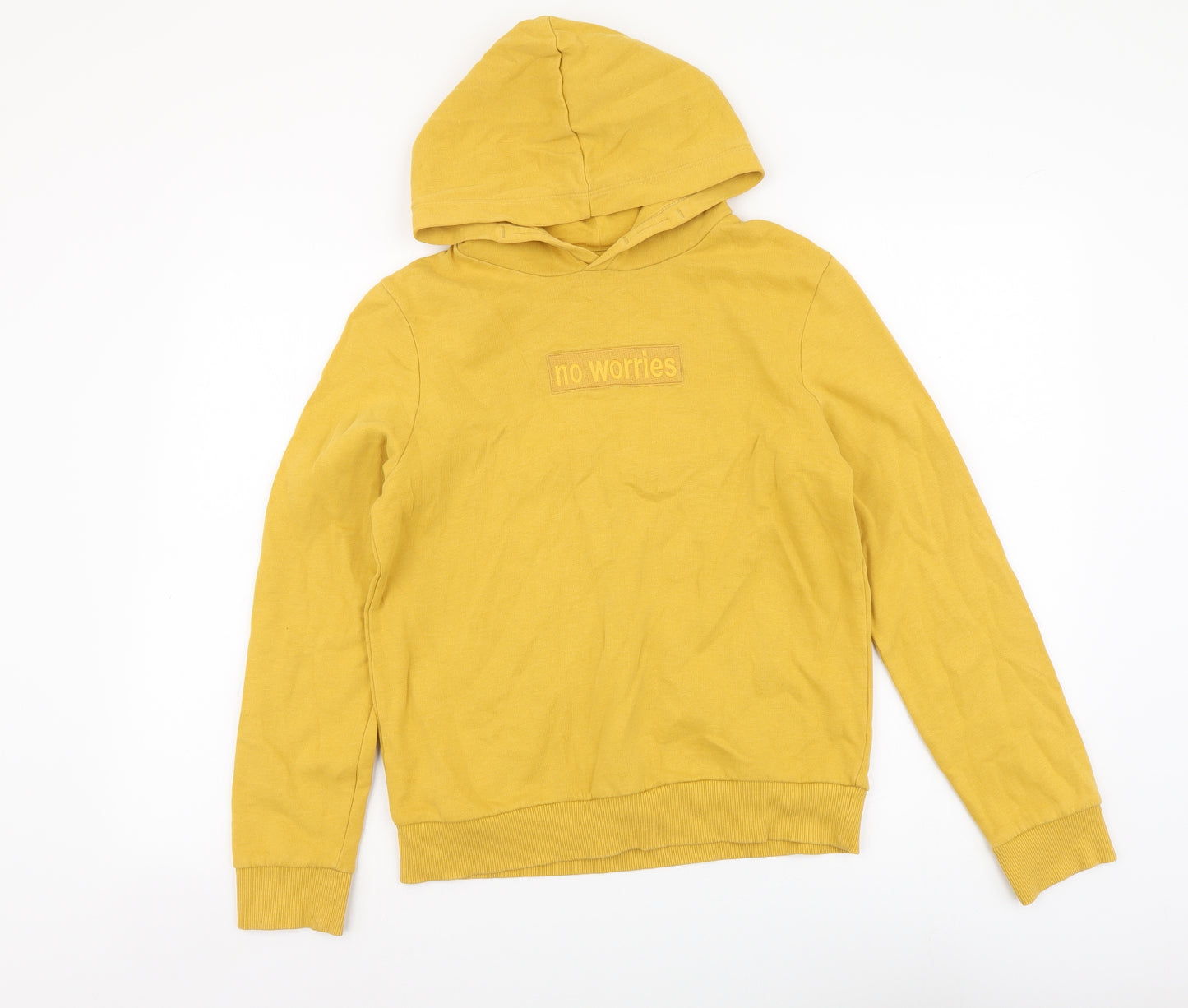 River Island Boys Yellow Cotton Pullover Hoodie Size 14 Years Pullover - No Worries