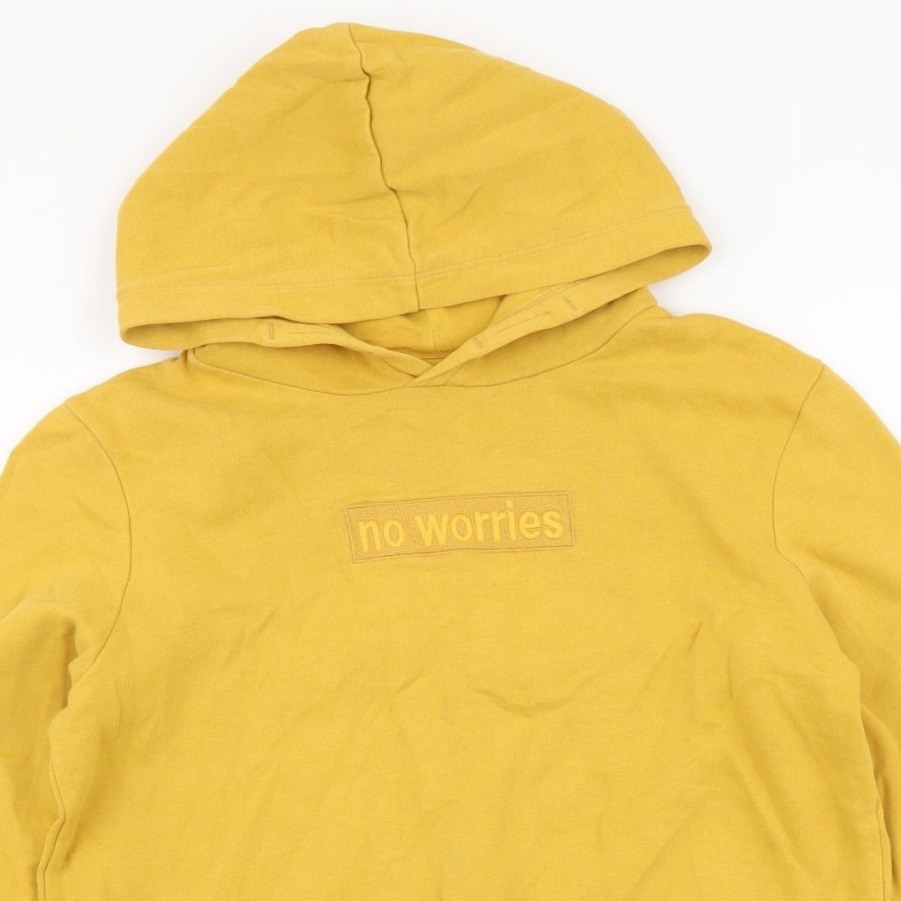 River Island Boys Yellow Cotton Pullover Hoodie Size 14 Years Pullover - No Worries