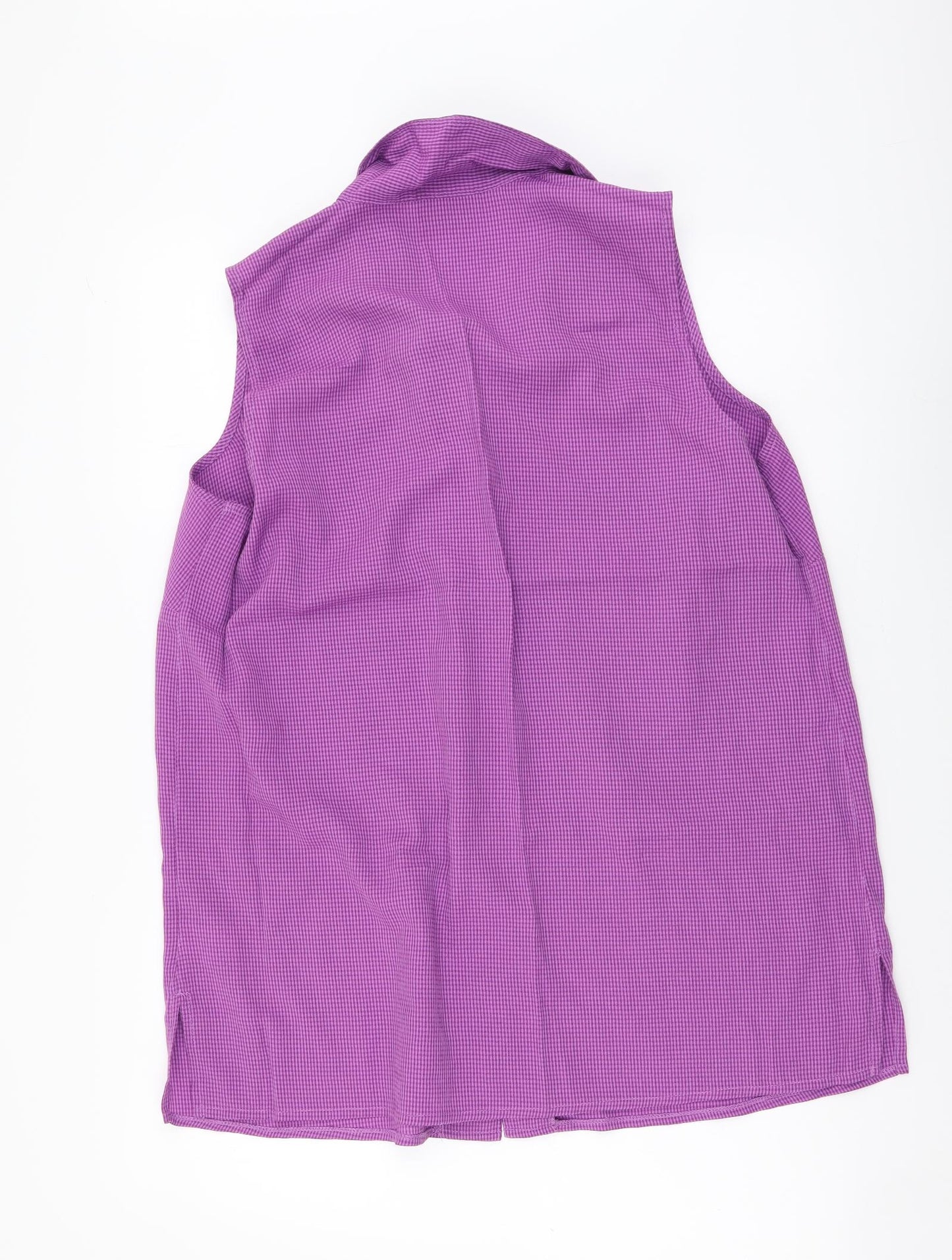 essence Womens Purple Geometric Polyester Basic Button-Up Size 20 Collared