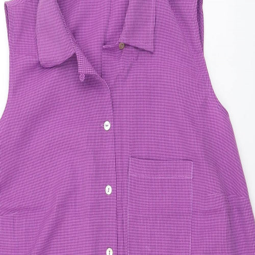 essence Womens Purple Geometric Polyester Basic Button-Up Size 20 Collared