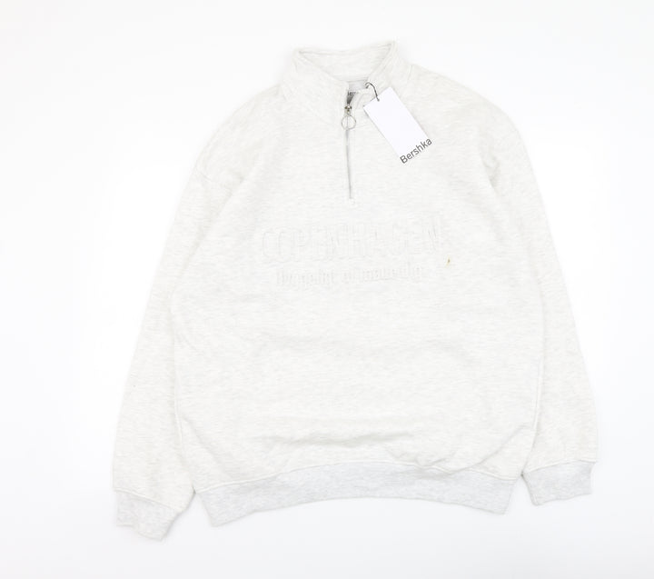 Bershka Mens Grey Cotton Pullover Sweatshirt Size M - Copenhagen