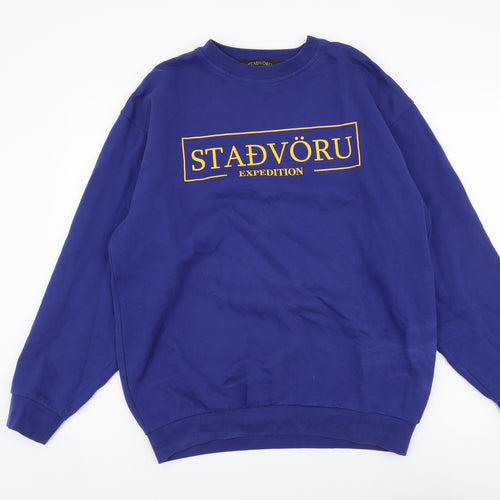 Stadvoru Mens Blue Cotton Pullover Sweatshirt Size L - Stadvoru
