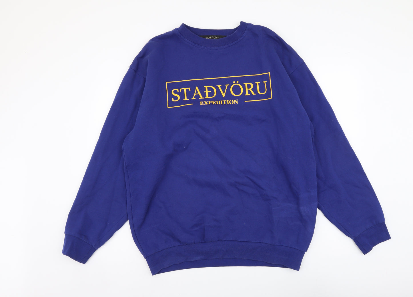 Stadvoru Mens Blue Cotton Pullover Sweatshirt Size L - Stadvoru