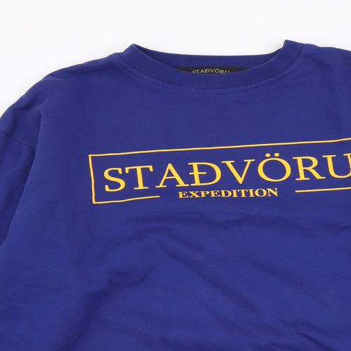 Stadvoru Mens Blue Cotton Pullover Sweatshirt Size L - Stadvoru