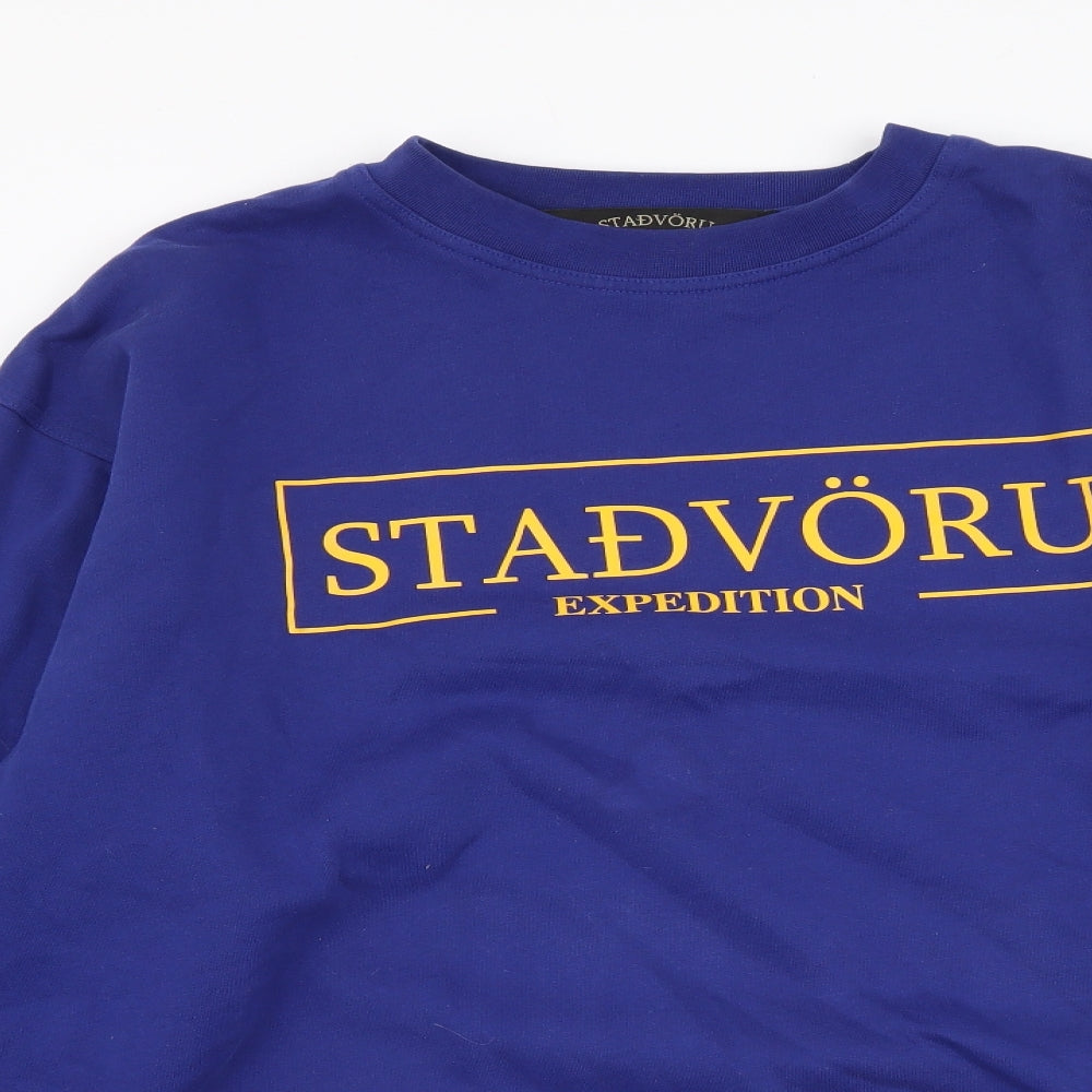 Stadvoru Mens Blue Cotton Pullover Sweatshirt Size L - Stadvoru