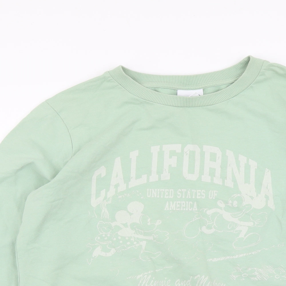 TU Womens Green Polyester Pullover Sweatshirt Size 12 Pullover - Mickey Mouse