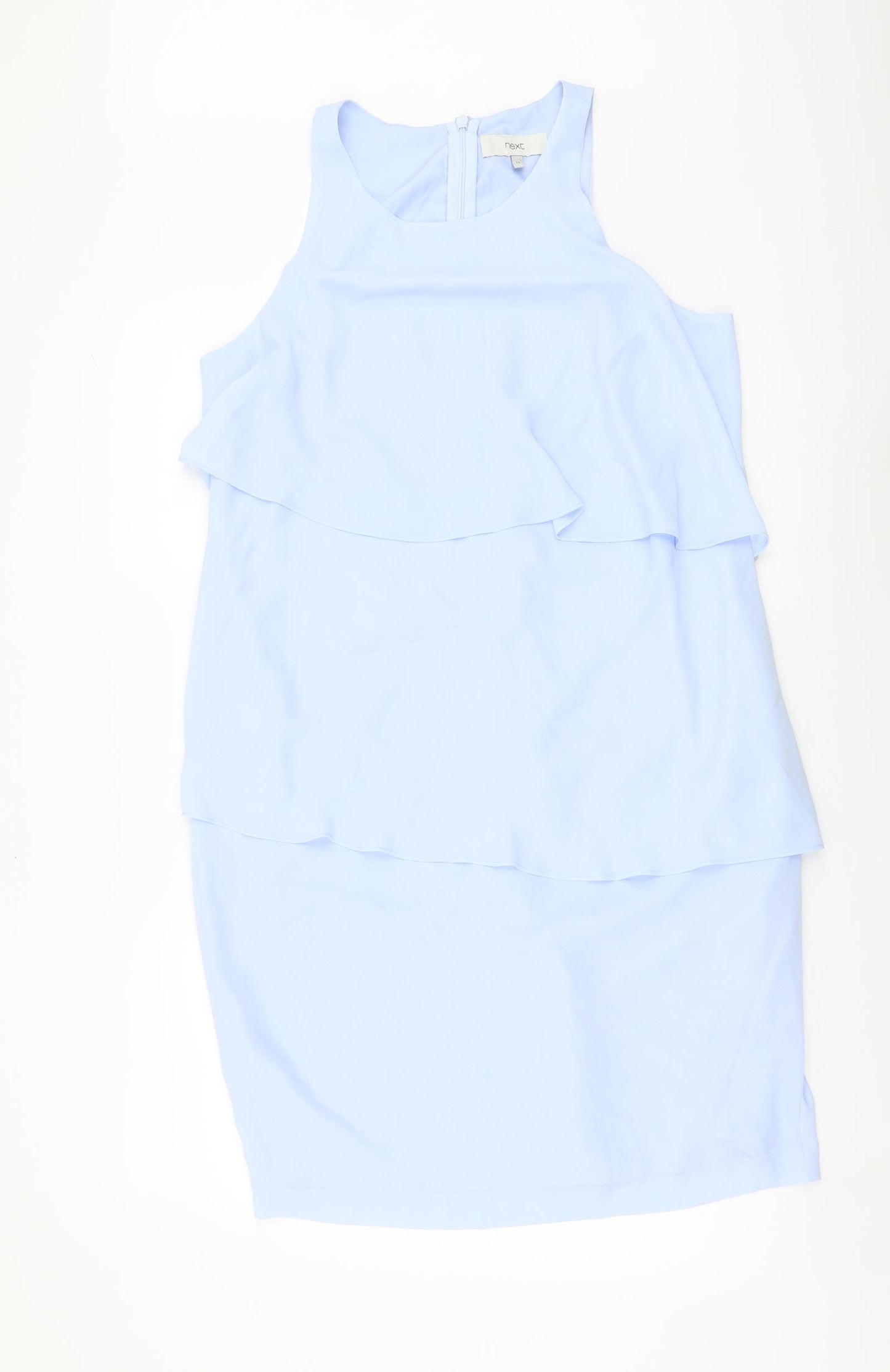 NEXT Womens Blue Polyester A-Line Size 14 Round Neck Zip