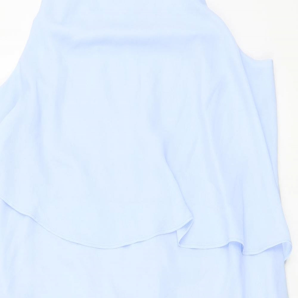 NEXT Womens Blue Polyester A-Line Size 14 Round Neck Zip