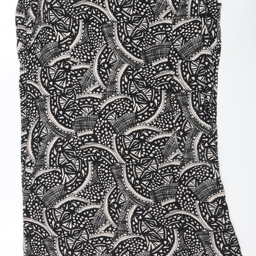M&Co Womens Black Geometric Polyester A-Line Size 12 Round Neck Zip