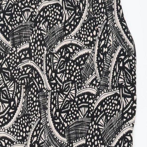 M&Co Womens Black Geometric Polyester A-Line Size 12 Round Neck Zip
