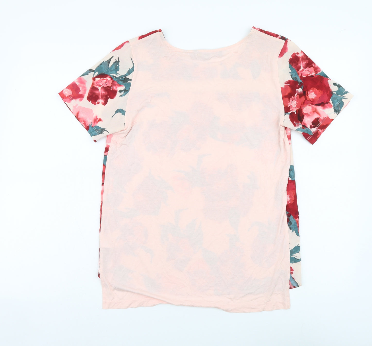 French Connection Womens Pink Floral Polyester Basic Blouse Size 10 Round Neck