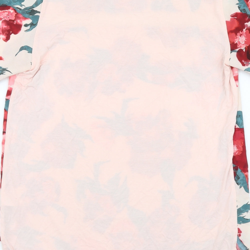 French Connection Womens Pink Floral Polyester Basic Blouse Size 10 Round Neck