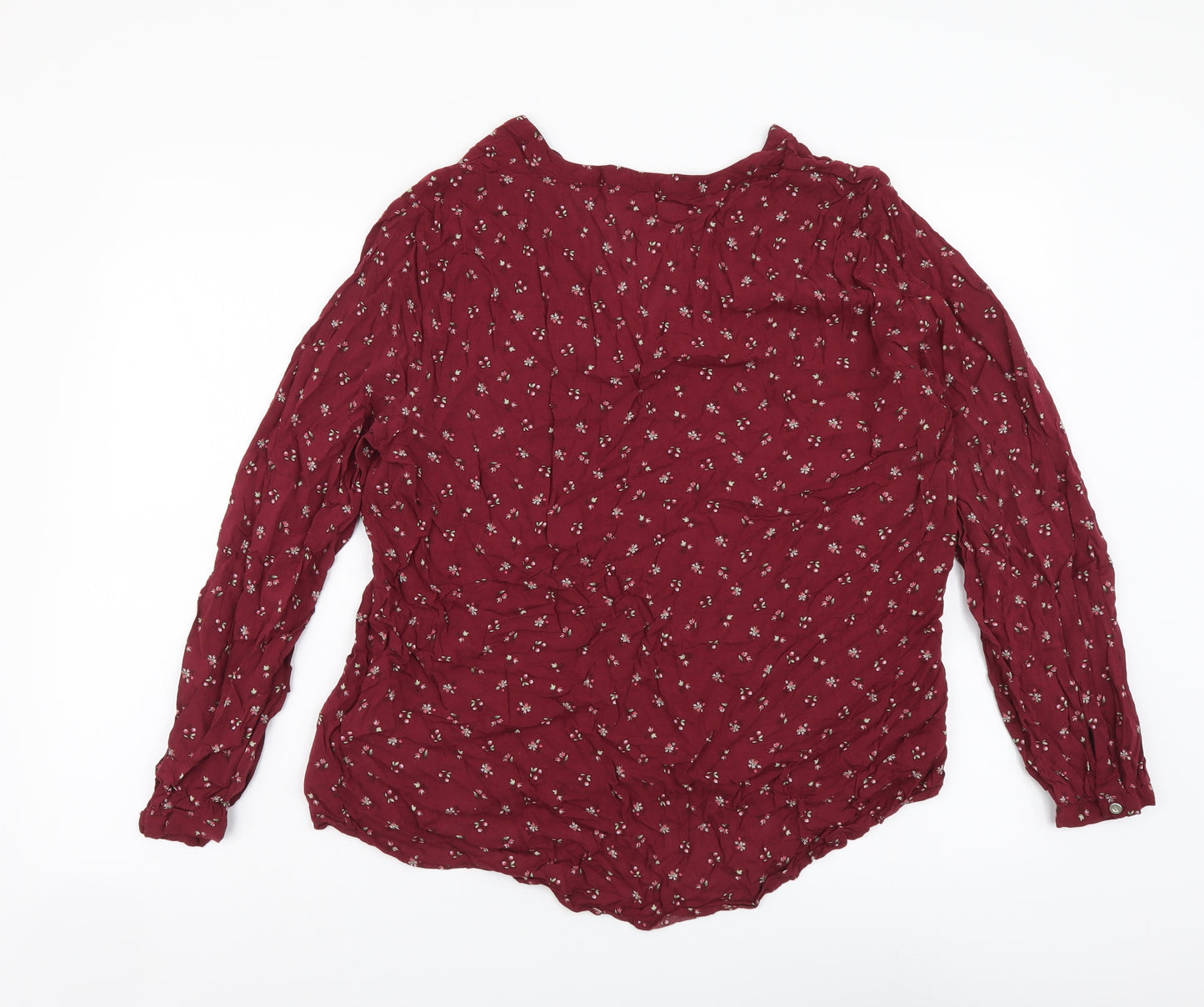 Esprit Womens Red Floral Viscose Basic Blouse Size 18 V-Neck