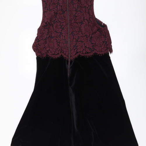 NEXT Womens Black Polyester A-Line Size 14 Mock Neck Zip