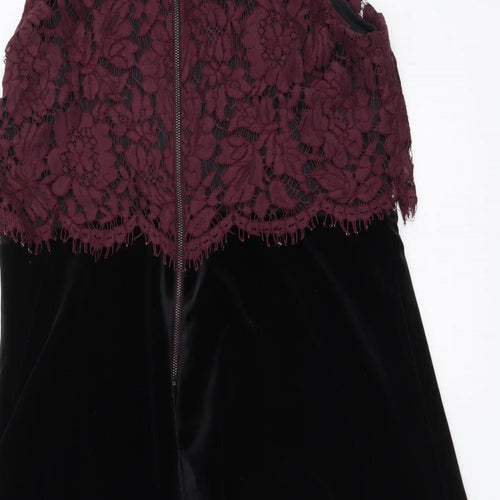 NEXT Womens Black Polyester A-Line Size 14 Mock Neck Zip
