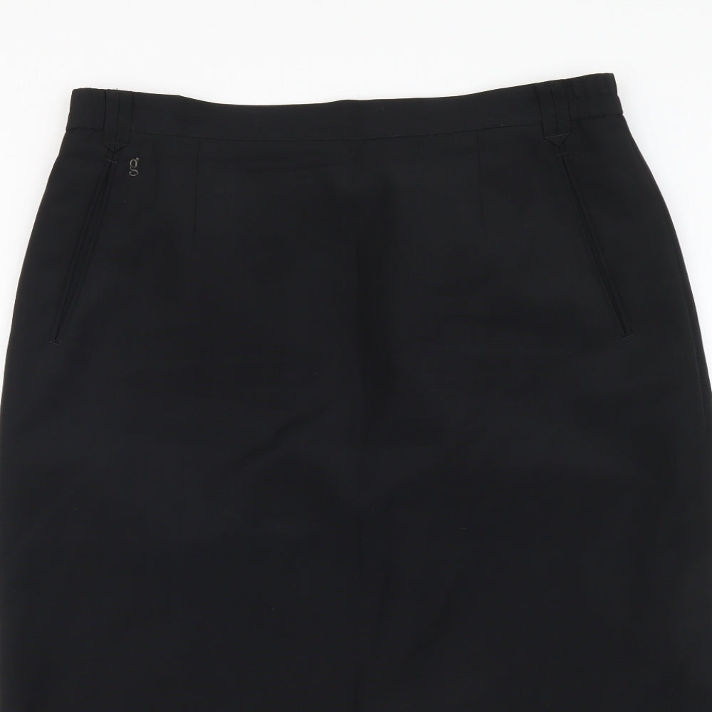 GARDEUR Womens Black Polyester Straight & Pencil Skirt Size 18 Zip