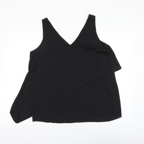 Wallis Womens Black Polyester Basic Tank Size 12 V-Neck