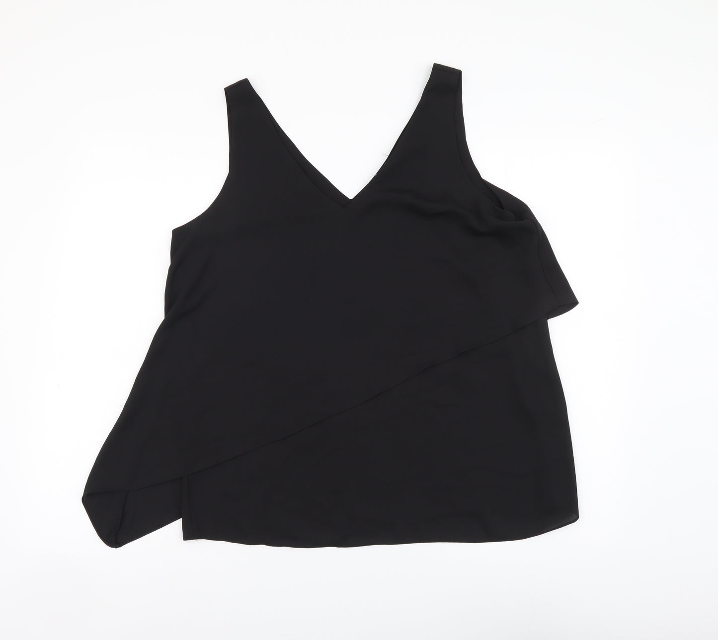 Wallis Womens Black Polyester Basic Tank Size 12 V-Neck